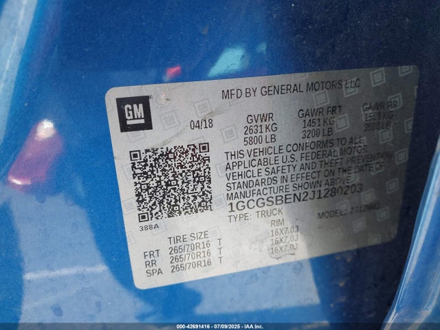 1GCGSBEN2J1280203 Chevrolet lgz - di: direct injection, vvt: variable valve timing, alum, var2, gen2