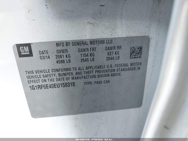1G1RF6E40EU158318 Chevrolet luu - ffv, e-flex, fam