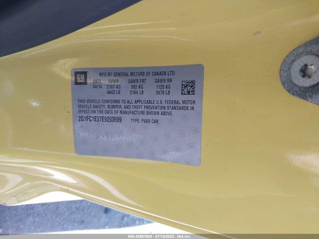 Chevrolet lfx 2014 2G1FC1E37E9293699 Image 9
