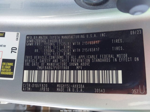 7MUFBABG7PV011868 Toyota m20a-fxs, 1vm+1wm