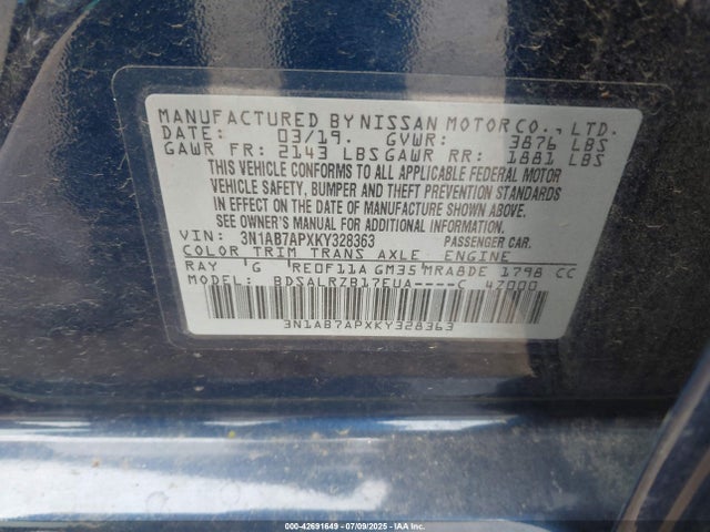 3N1AB7APXKY328363 Nissan 2019