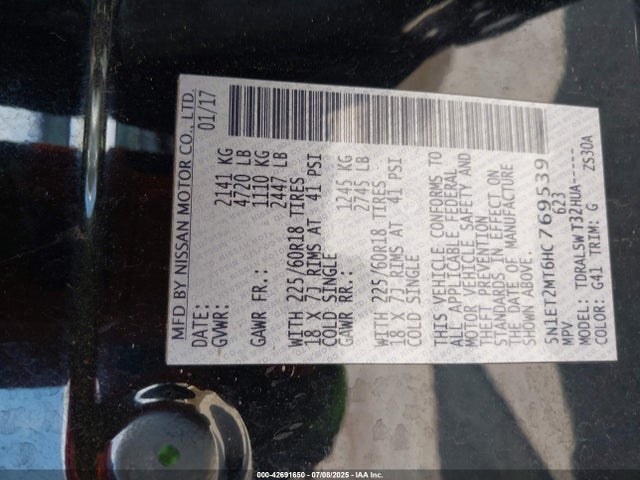 5N1ET2MT6HC769539 Nissan Rogue