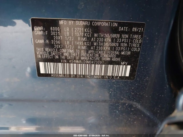 4S4WMALD9M3473091 Subaru Ascent