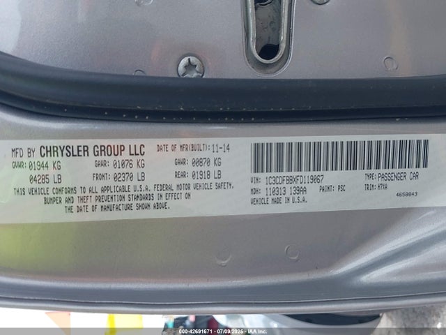 Dodge 2015 2015 1C3CDFBBXFD119067 Image 9
