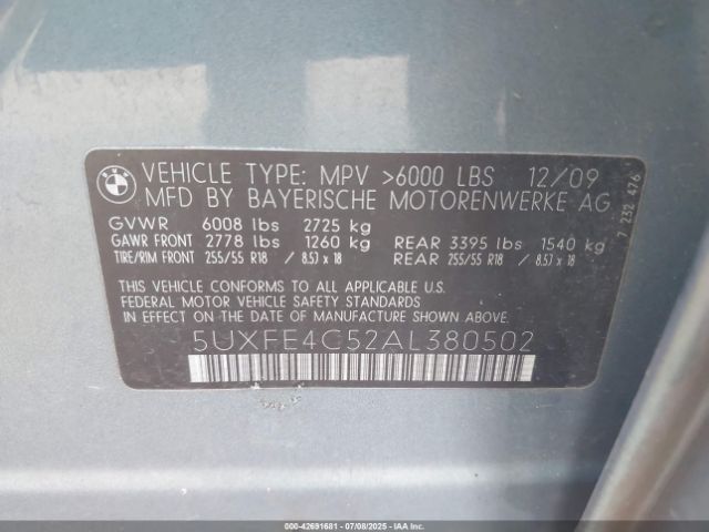 2010 BMW X5 5UXFE4C52AL380502 Photo 8