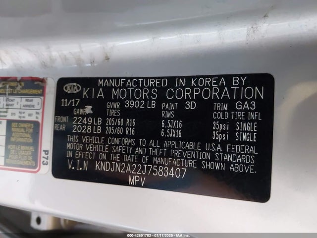KIA g 2018 KNDJN2A22J7583407 Image 9