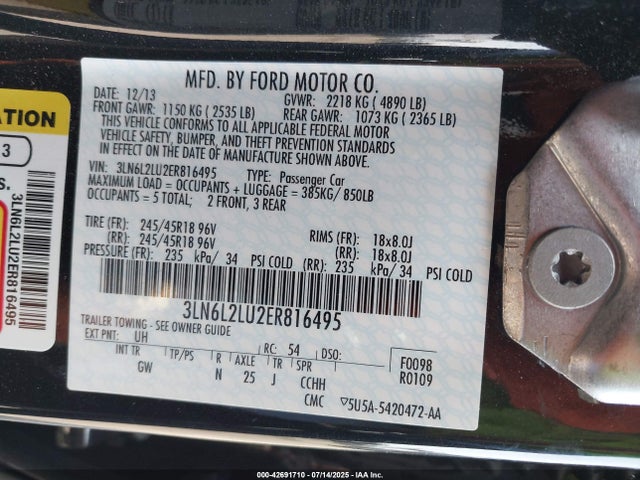3LN6L2LU2ER816495 Lincoln 2014