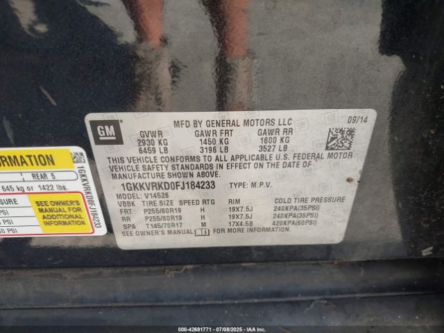 2015 GMC ACADIA 1GKKVRKD0FJ184233 Photo 8