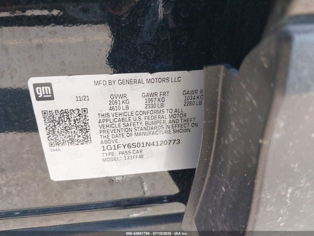 1G1FY6S01N4120773 Chevrolet 2022