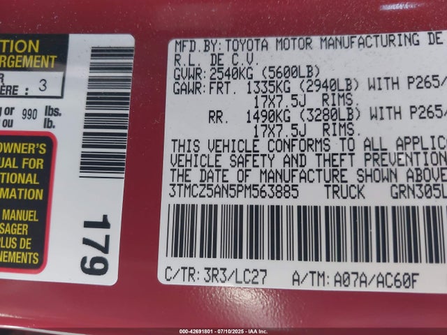 Toyota 2gr-fks 2023 3TMCZ5AN5PM563885 Image 9