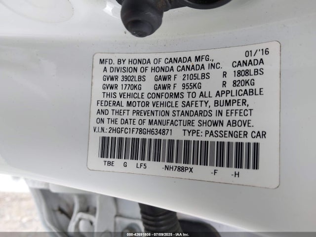 Honda l15b7 2016 2HGFC1F78GH634871 Image 9