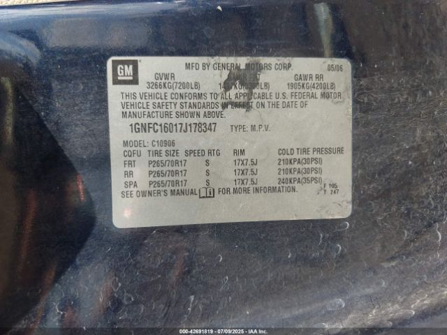 2007 CHEVROLET SUBURBAN 1500 1GNFC16017J178347 Photo 8