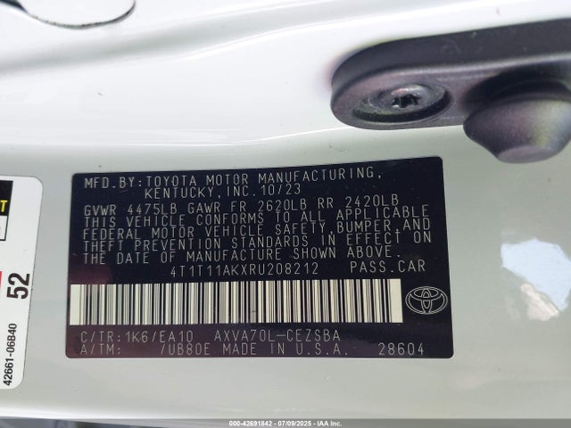 4T1T11AKXRU208212 Toyota a25a-fks