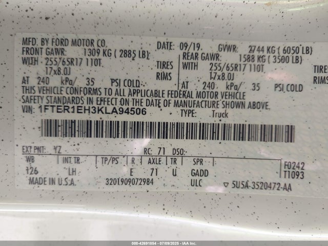 1FTER1EH3KLA94506 Ford Ranger