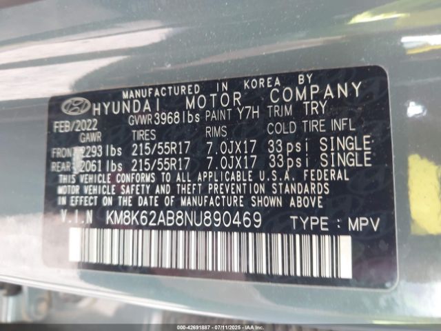 2022 HYUNDAI KONA KM8K62AB8NU890469 Photo 8