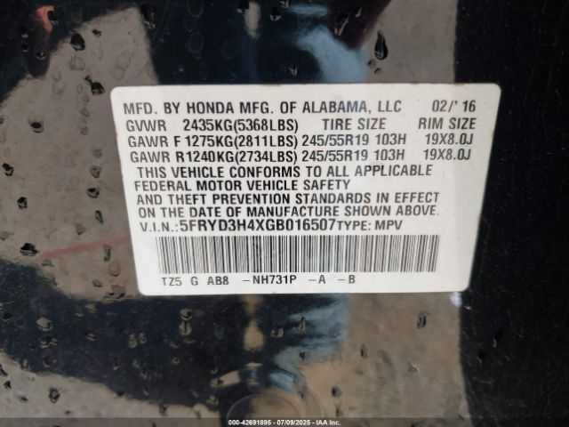 2016 ACURA MDX 5FRYD3H4XGB016507 Photo 8