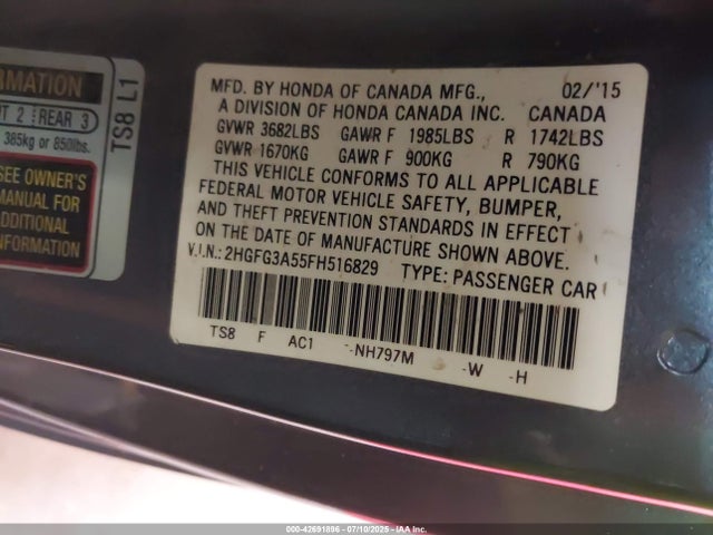 2HGFG3A55FH516829 Honda r18z1
