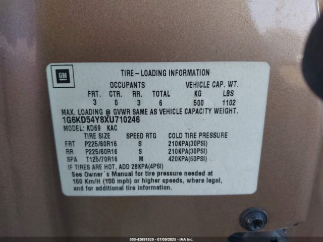 1999 CADILLAC DEVILLE 1G6KD54Y8XU710246 Photo 8