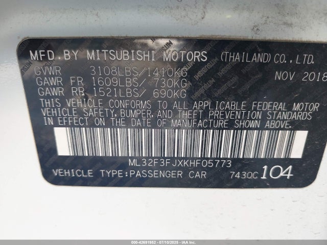 2019 MITSUBISHI MIRAGE G4 ML32F3FJXKHF05773 Photo 8