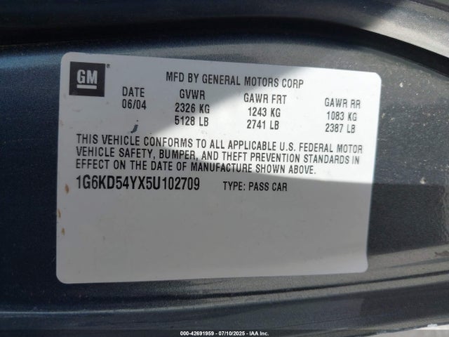 2005 CADILLAC DEVILLE 1G6KD54YX5U102709 Photo 8