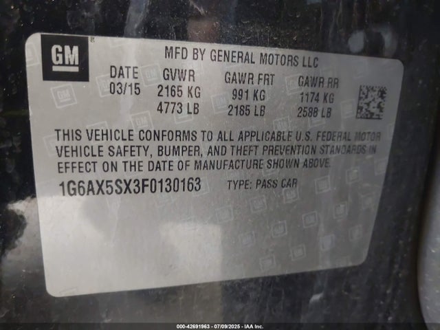 Cadillac ltg 2015 1G6AX5SX3F0130163 Image 9