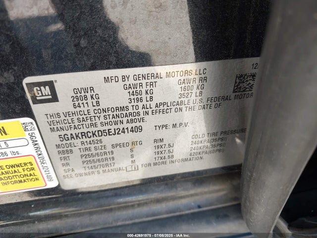 5GAKRCKD5EJ241409 Buick llt
