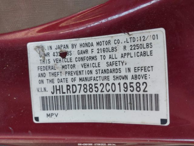 2002 HONDA CR-V JHLRD78852C019582 Photo 8