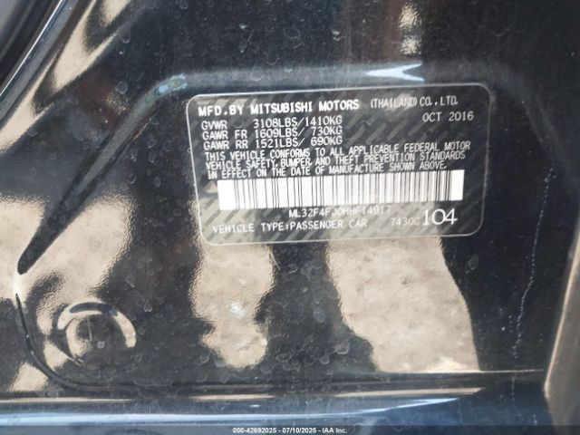 2017 MITSUBISHI MIRAGE G4 ML32F4FJ0HHF14917 Photo 8