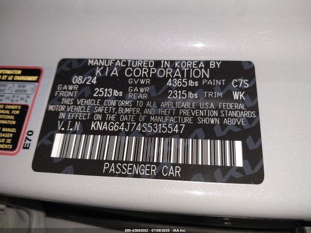 KNAG64J74S5315547 KIA gdi theta iii