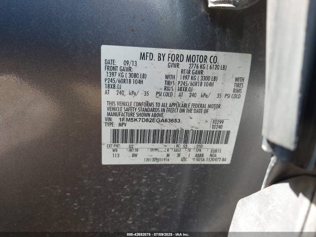 1FM5K7D82EGA63653 Ford 2014