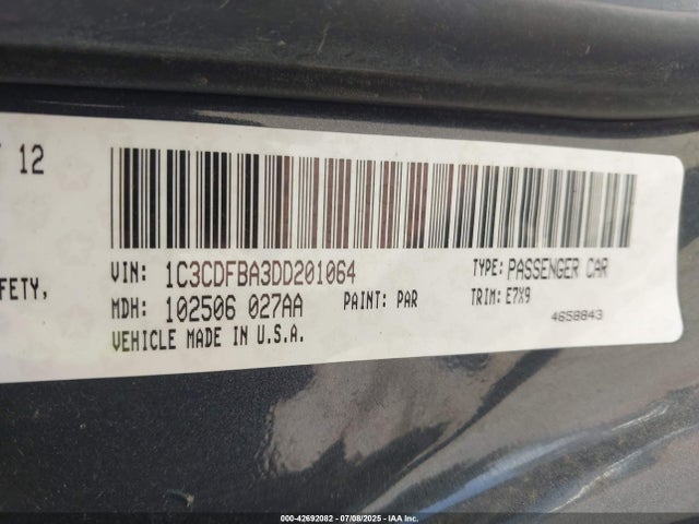 Aukcja sprzedaży 2013 Dodge Dart Sxt, vin: 1C3CDFBA3DD201064, numer aukcji: 42692082