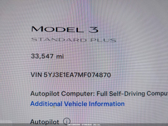 2021 TESLA MODEL 3 5YJ3E1EA7MF074870 Photo 8