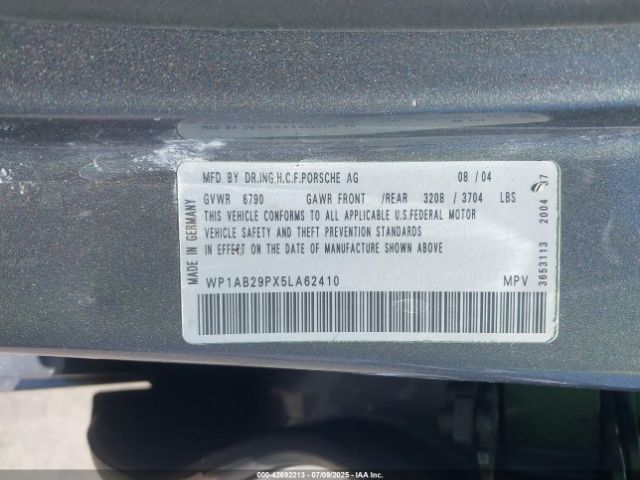 2005 PORSCHE CAYENNE WP1AB29PX5LA62410 Photo 8