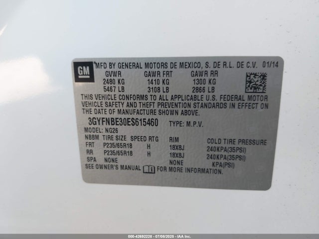 2014 CADILLAC SRX 3GYFNBE30ES615460 Photo 8