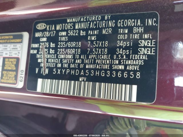 2017 KIA SORENTO 5XYPHDA53HG336658 Photo 8