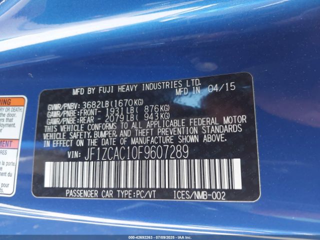 2015 SUBARU BRZ JF1ZCAC10F9607289 Photo 8