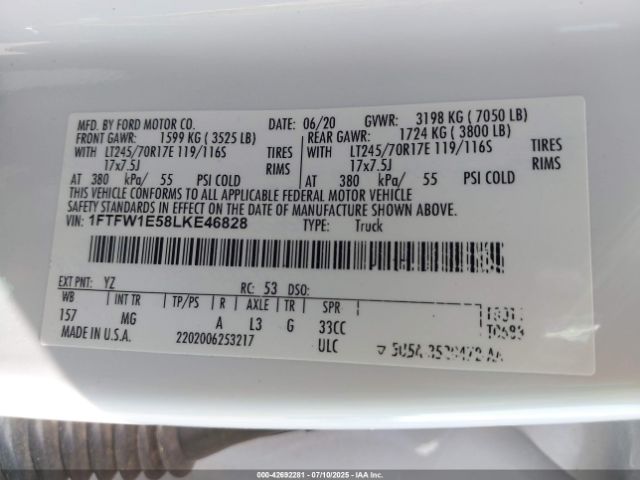 2020 FORD F-150 1FTFW1E58LKE46828 Photo 8