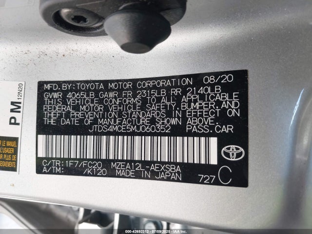 JTDS4MCE5MJ060352 Toyota m20-fks