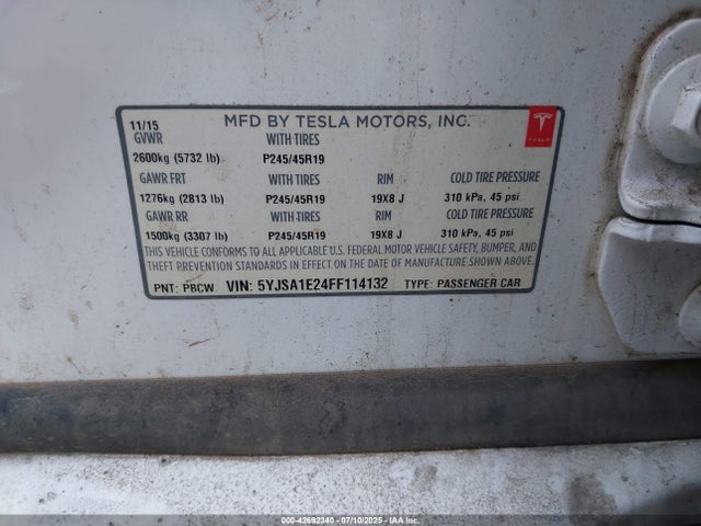 Tesla 3 phase a/c induction (dual motor) 2015 5YJSA1E24FF114132 Image 9