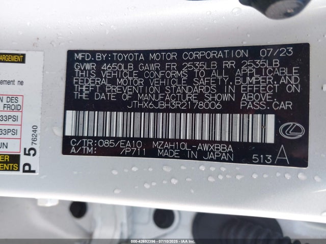 JTHX6JBH3R2178006 Lexus m20a-fxs, 3nm