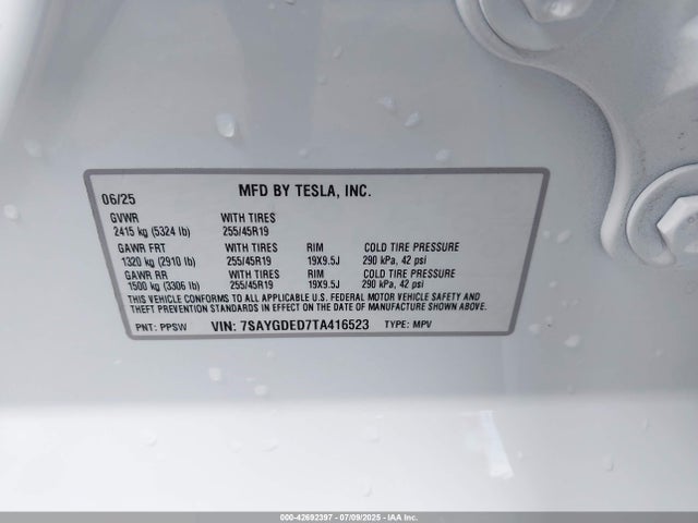 2026 TESLA MODEL Y 7SAYGDED7TA416523 Photo 8