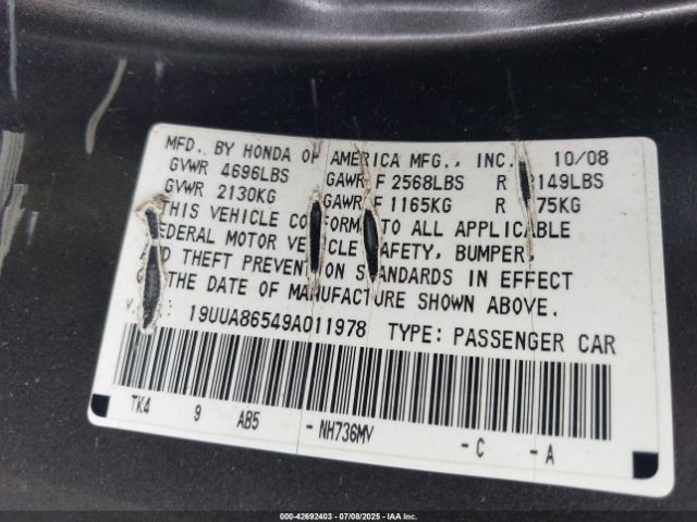 2009 ACURA TL 19UUA86549A011978 Photo 8