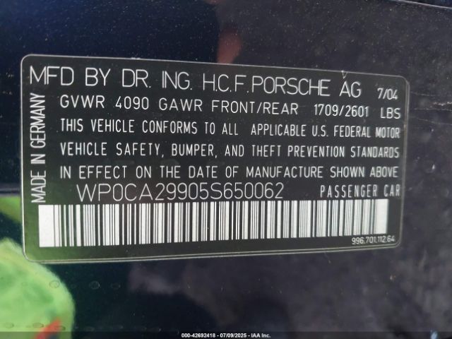 2005 PORSCHE 911 WP0CA29905S650062 Photo 8