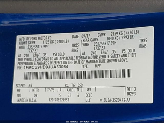 2018 FORD ESCAPE 1FMCU9HD9JUA33064 Photo 8