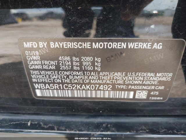 WBA5R1C52KAK07492 BMW 330I