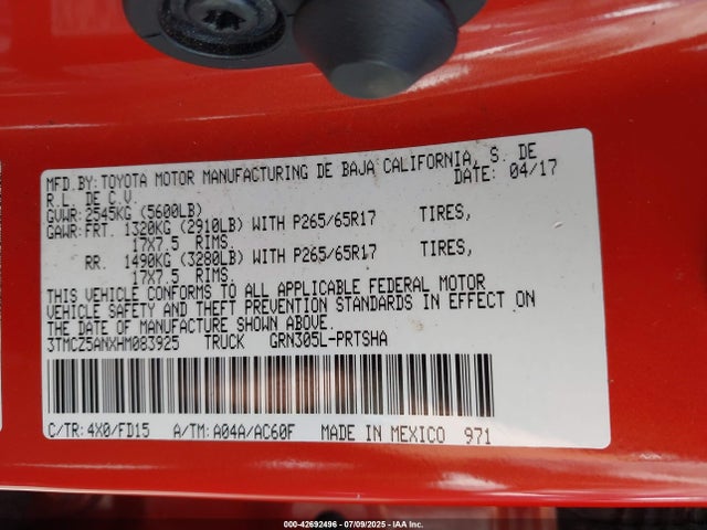 3TMCZ5ANXHM083925 Toyota 2gr-fks