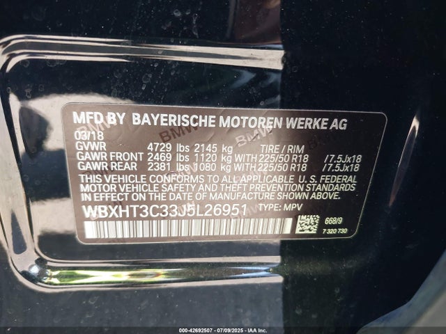 WBXHT3C33J5L26951 BMW X1