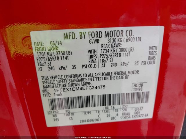 2014 FORD F-150 1FTEX1EM4EFC24475 Photo 8