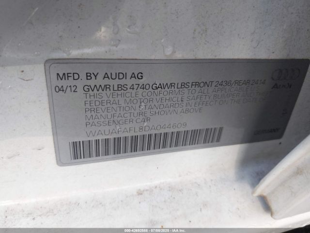 2013 AUDI A4 WAUAFAFL8DA044609 Photo 8