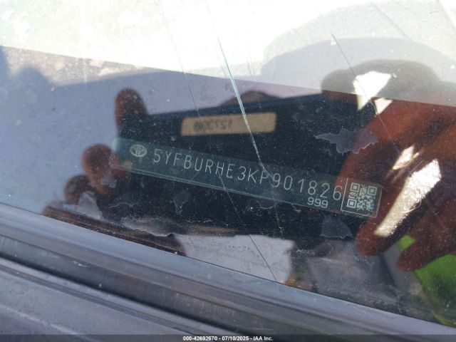 2019 TOYOTA COROLLA 5YFBURHE3KP901826 Photo 8